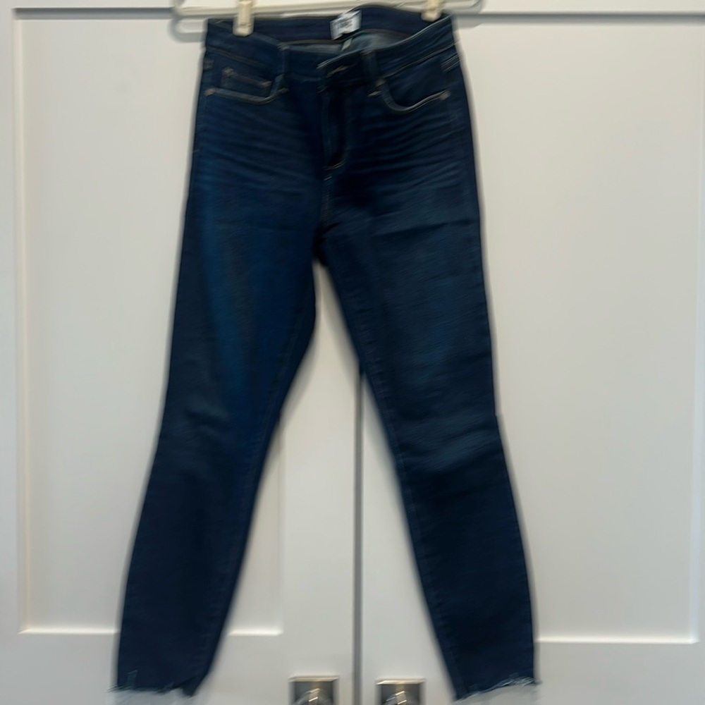 Paige Verdugo Ankle dark wash raw edge jeans 29
